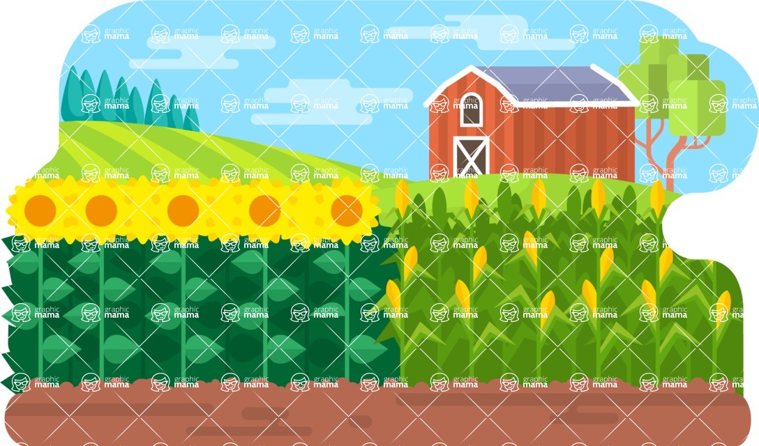 Vector Landscape Mega Bundle - Farm and Fields Vector Background Illustration
